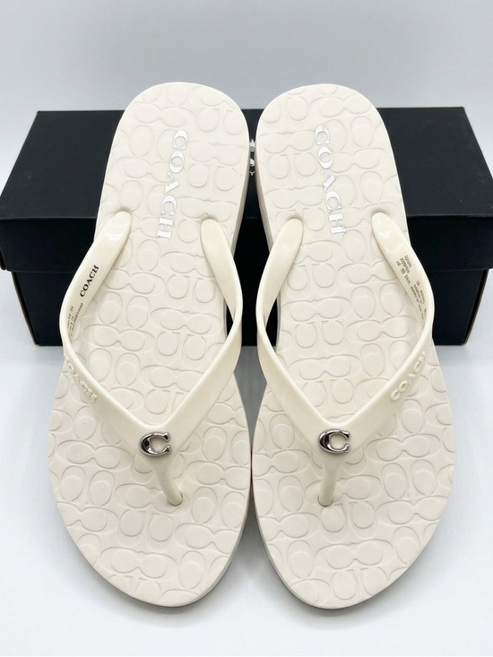 Coach Shoes - COACH Abbigail Rubber Thong Flip Flop White Sandal Pool Beach Spa Cruise 10